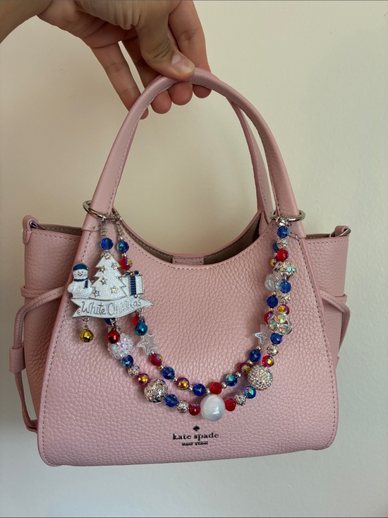 Hand Crafted Accessories - White Christmas Snowman Charm Beaded bag Chain